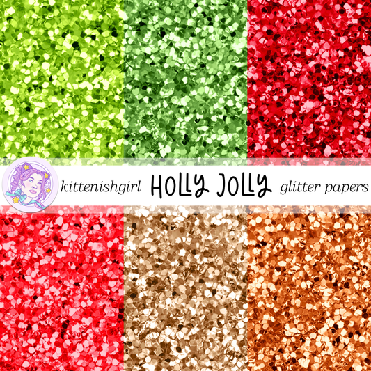 Holly Jolly // Glitter Digital Papers