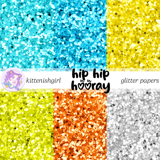 Hip Hip Hooray - Bright // Glitter Digital Papers