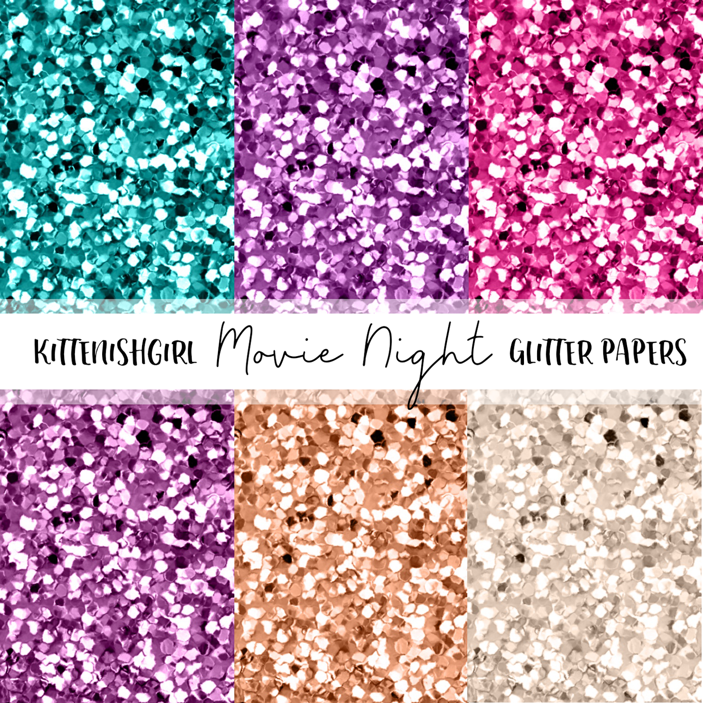 Movie Night // Glitter Digital Papers