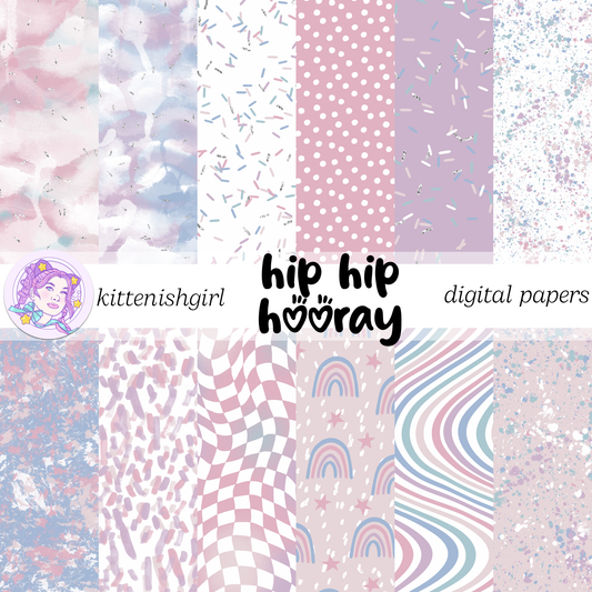 Hip Hip Hooray - Soft // Digital Papers