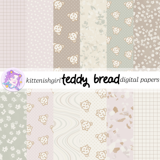 Teddy Bread // Digital Papers