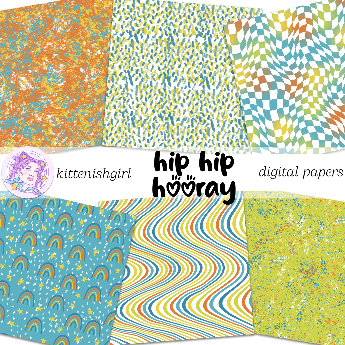 Hip Hip Hooray - Bright // Digital Papers