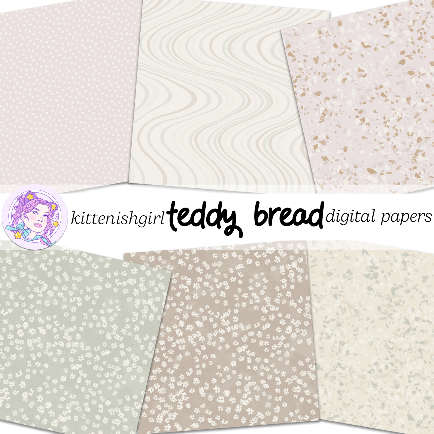 Teddy Bread // Digital Papers